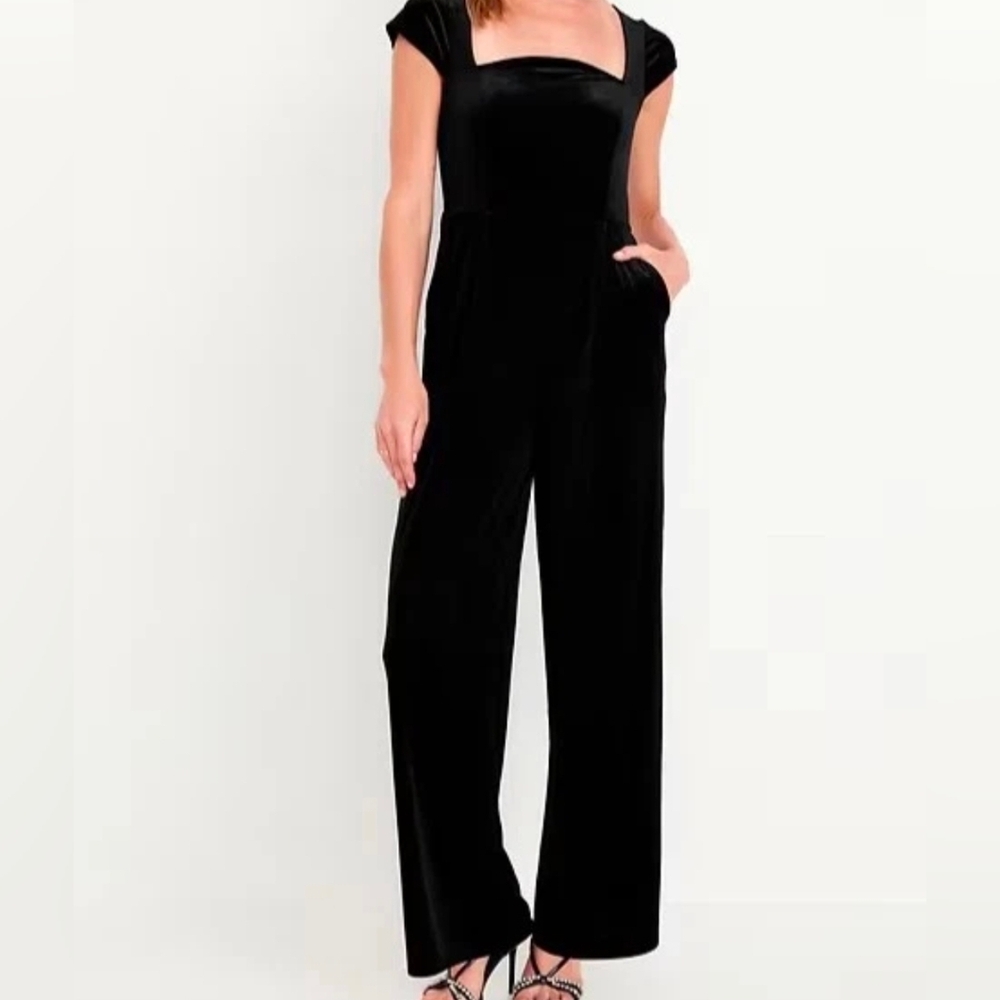 Old Navy Fit & Flare Black Velvet Jumpsuit